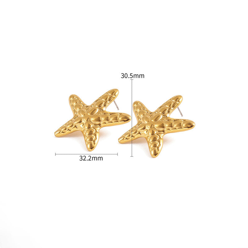 Gold-Plated Anti Tarnish Stainless Steel Star Themed Drop Earrings
