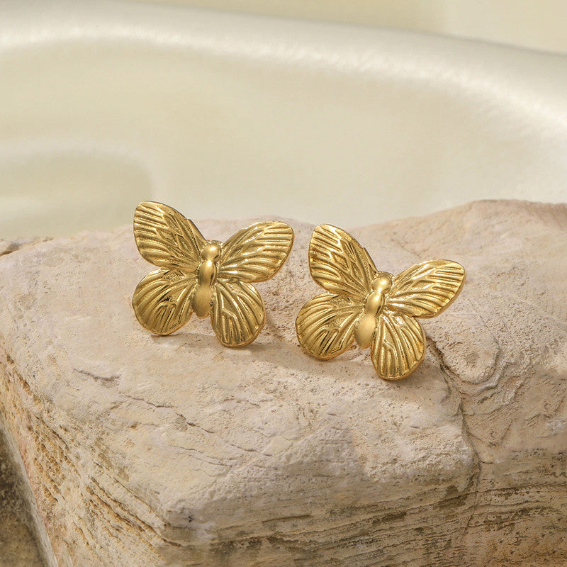 Gold Plated Anti Tarnish Butterfly Themed Earrings For Girls Women