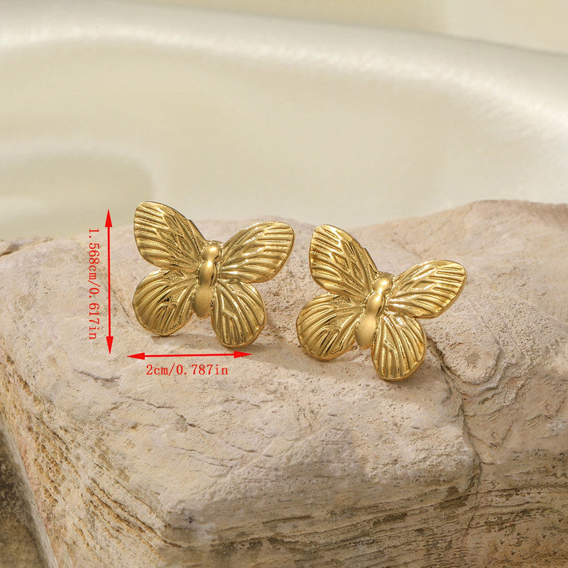 Gold Plated Anti Tarnish Butterfly Themed Earrings For Girls Women