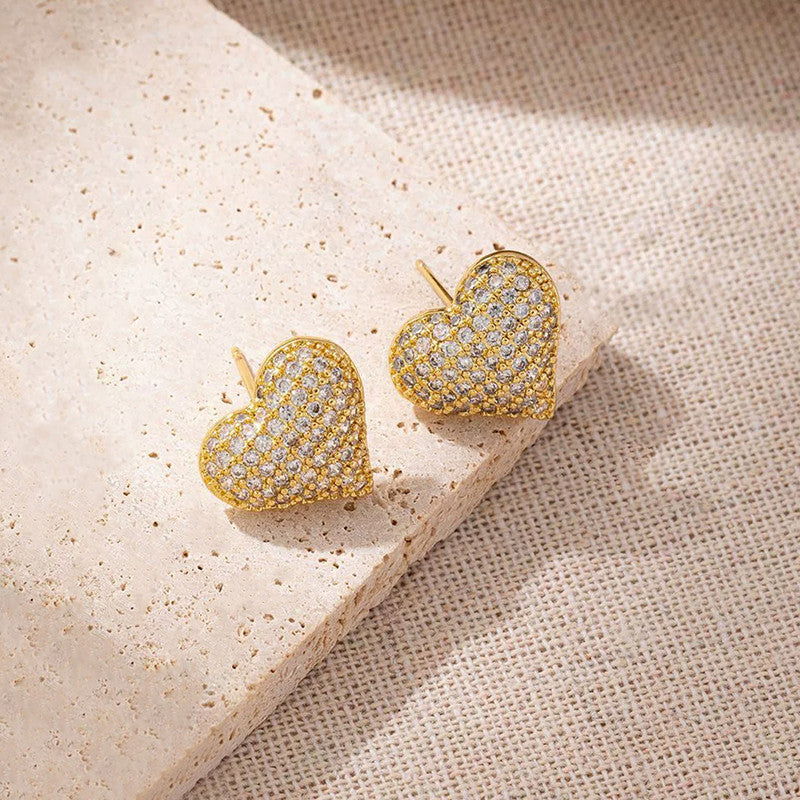 Gold Plated Anti Tarnish Heart Themed Earrings For Girls Women