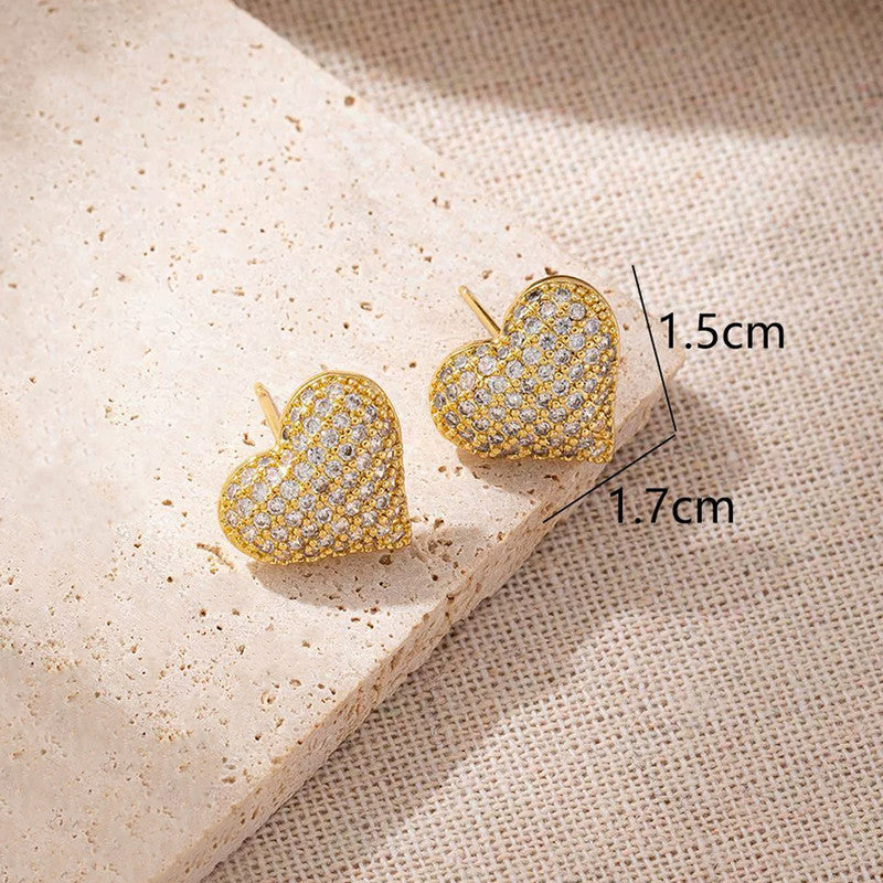 Gold Plated Anti Tarnish Heart Themed Earrings For Girls Women