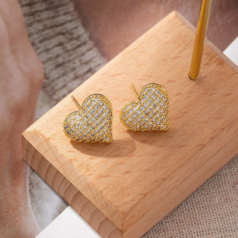 Gold Plated Anti Tarnish Heart Themed Earrings For Girls Women