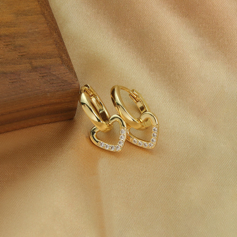 Gold Plated Anti Tarnish Heart Themed Earrings For Girls Women