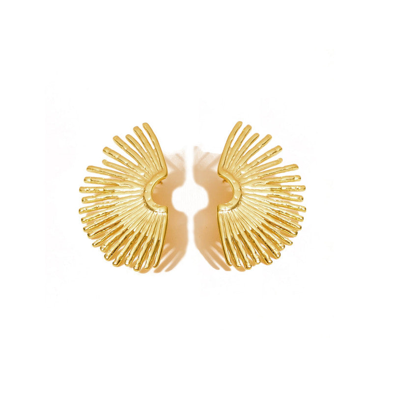 Gold Plated Anti Tarnish Half Sun Ray Themed Earrings For Girls Women
