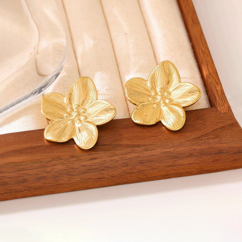 Gold Plated Anti Tarnish Floral Themed Earrings For Girls Women