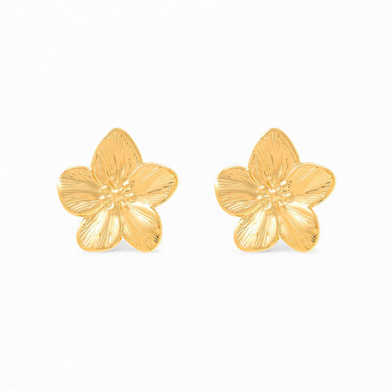 Gold Plated Anti Tarnish Floral Themed Earrings For Girls Women