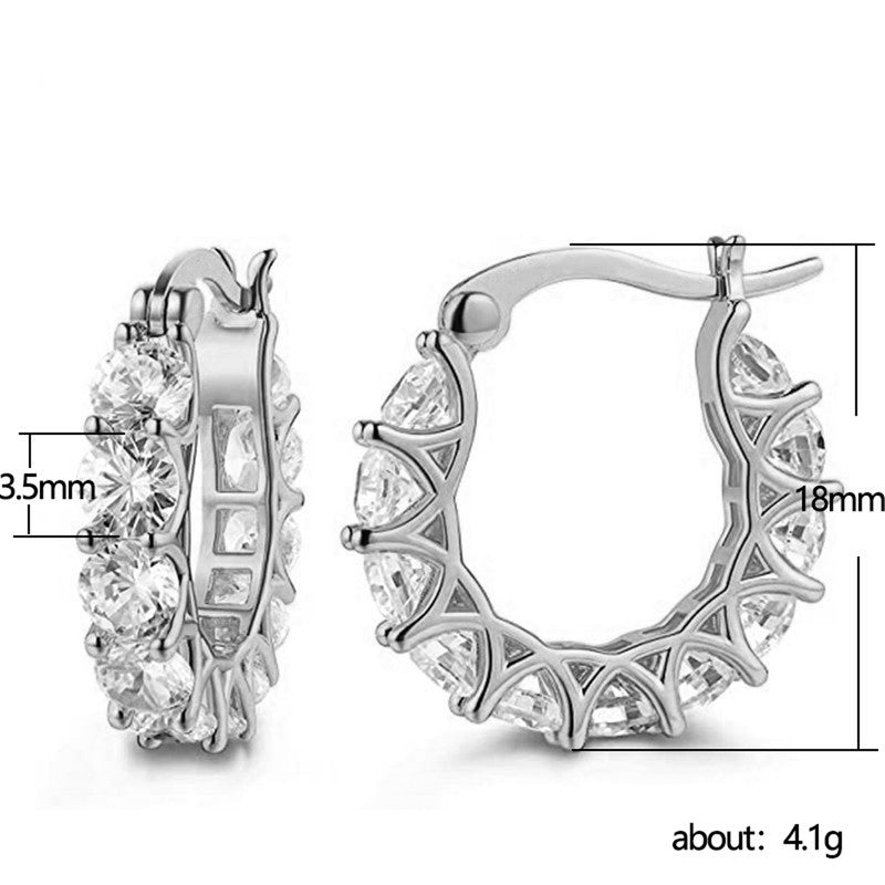 Silver Plated Anti Tarnish American Diamond Studded Contemporary Beautiful Hoop Earrings