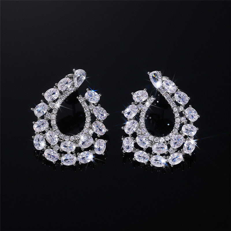 Silver Plated Anti Tarnish American Diamond Studded Contemporary Teardrop Earrings