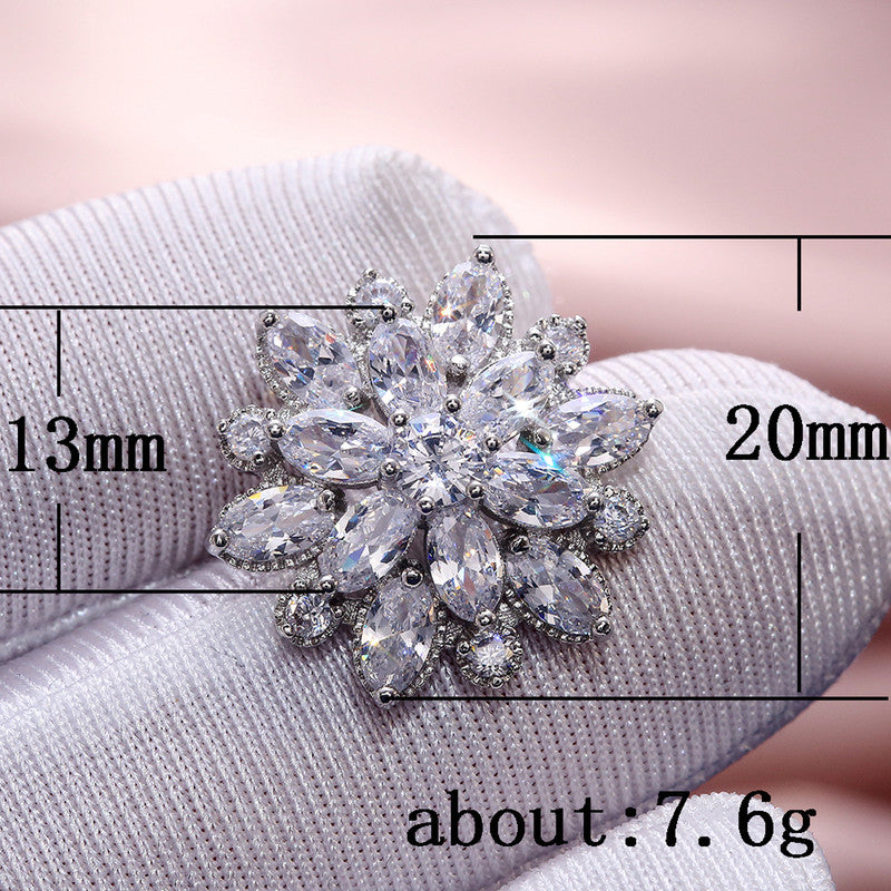 Silver Plated Anti Tarnish American Diamond Studded Silver Floral Silver Stud Earrings