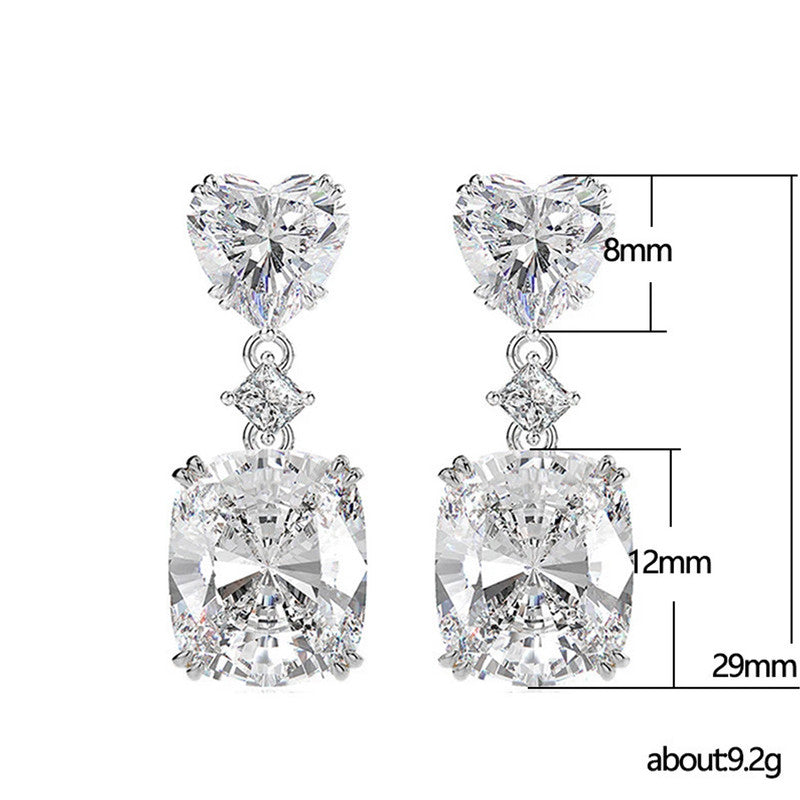 Silver Plated Anit Tarnish American Diamond Studded Silver Heart inspired Crushed Ice Cut Drop Earrings