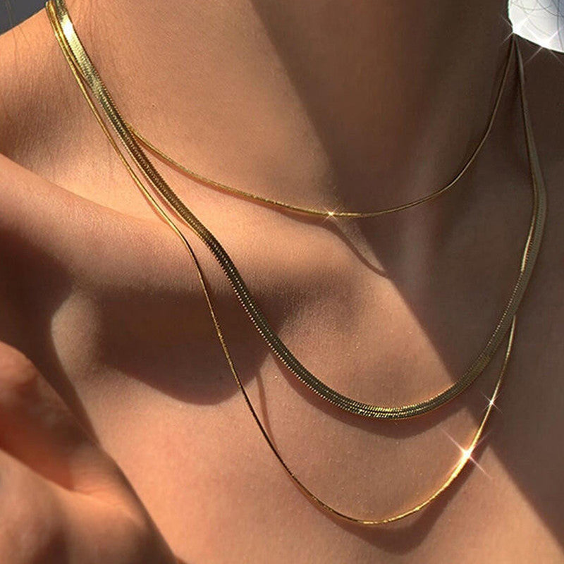 Gold-Plated Anti Tarnish Chain Layered Necklace