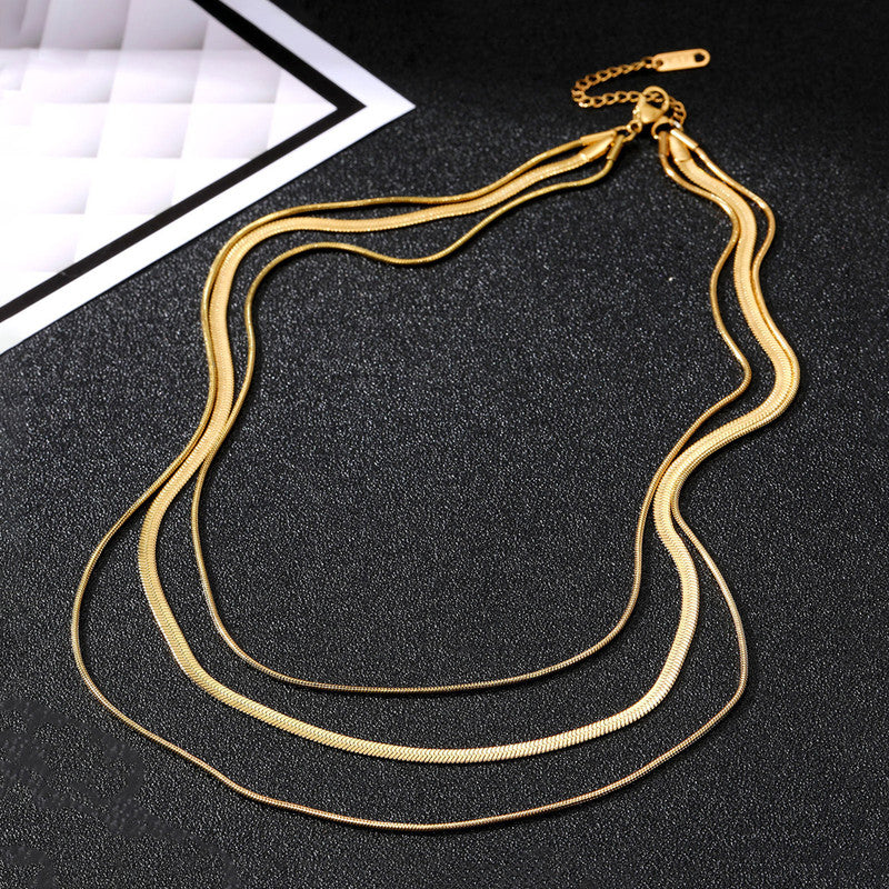 Gold-Plated Anti Tarnish Chain Layered Necklace