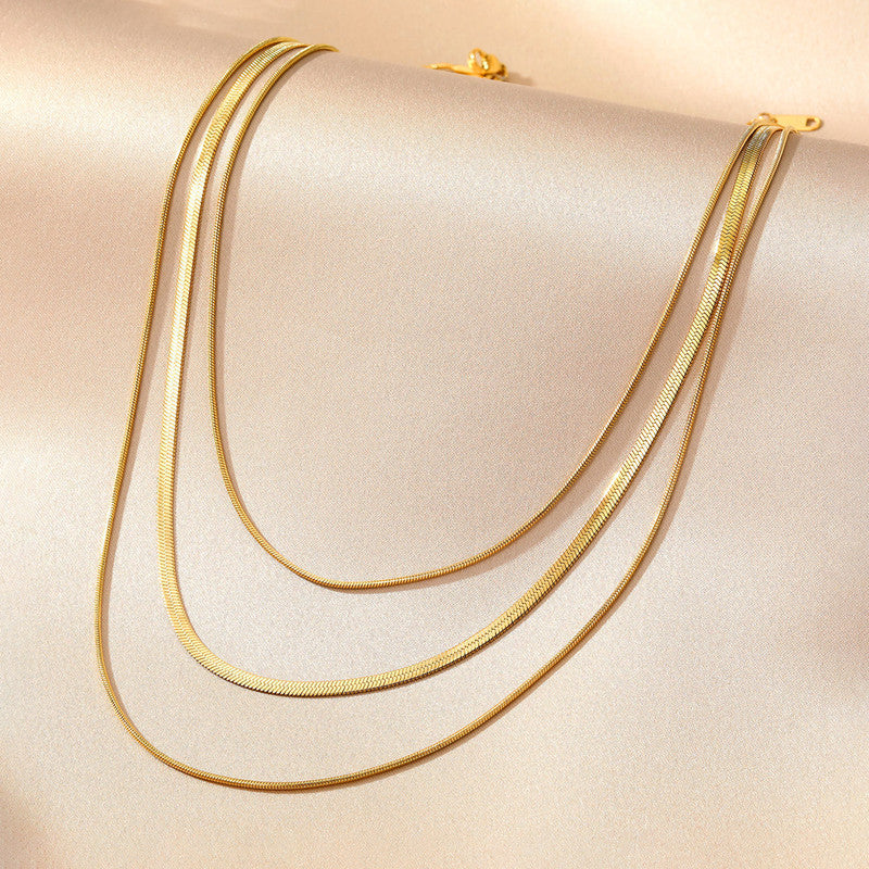 Gold-Plated Anti Tarnish Chain Layered Necklace