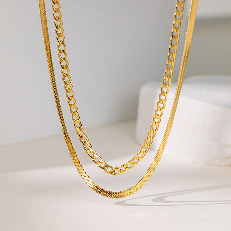 Gold-Plated Anti Tarnish Chain Layered Necklace