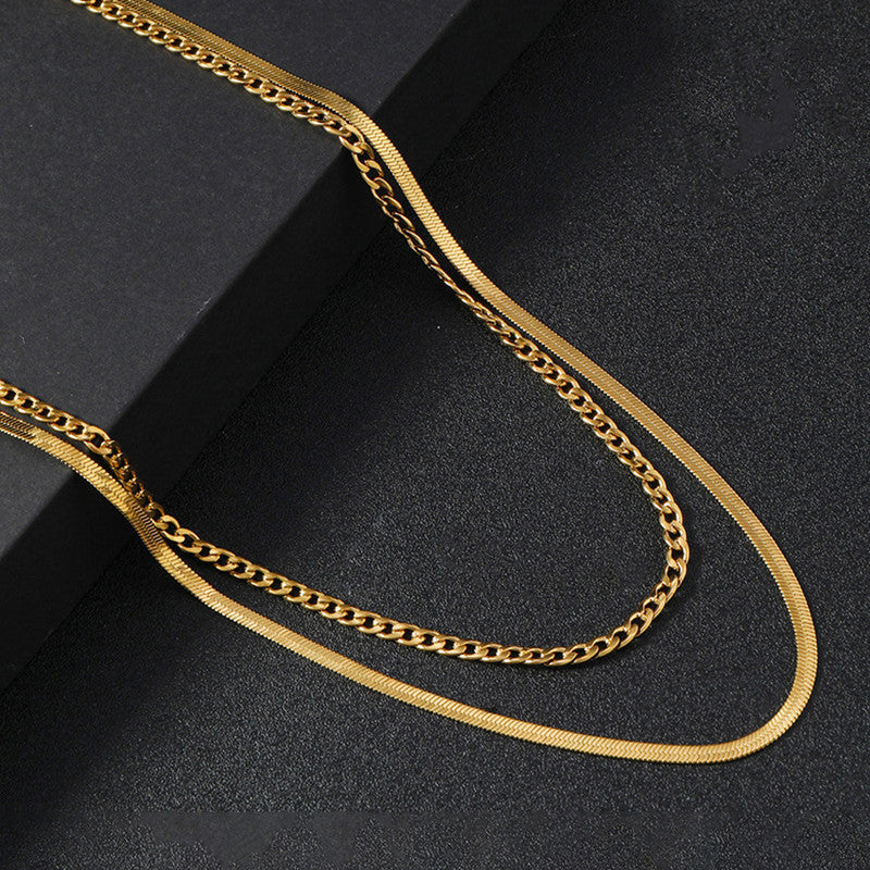Gold-Plated Anti Tarnish Chain Layered Necklace