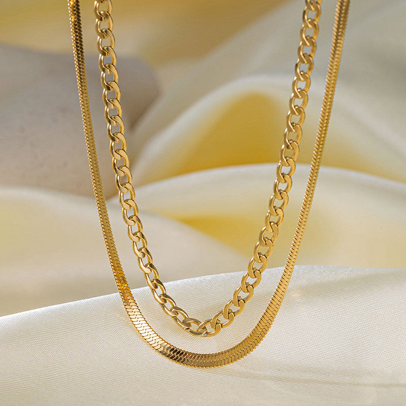 Gold-Plated Anti Tarnish Chain Layered Necklace