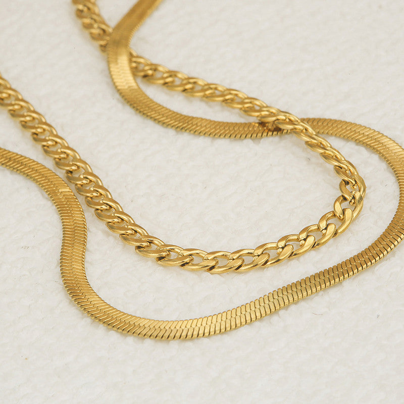 Gold-Plated Anti Tarnish Chain Layered Necklace