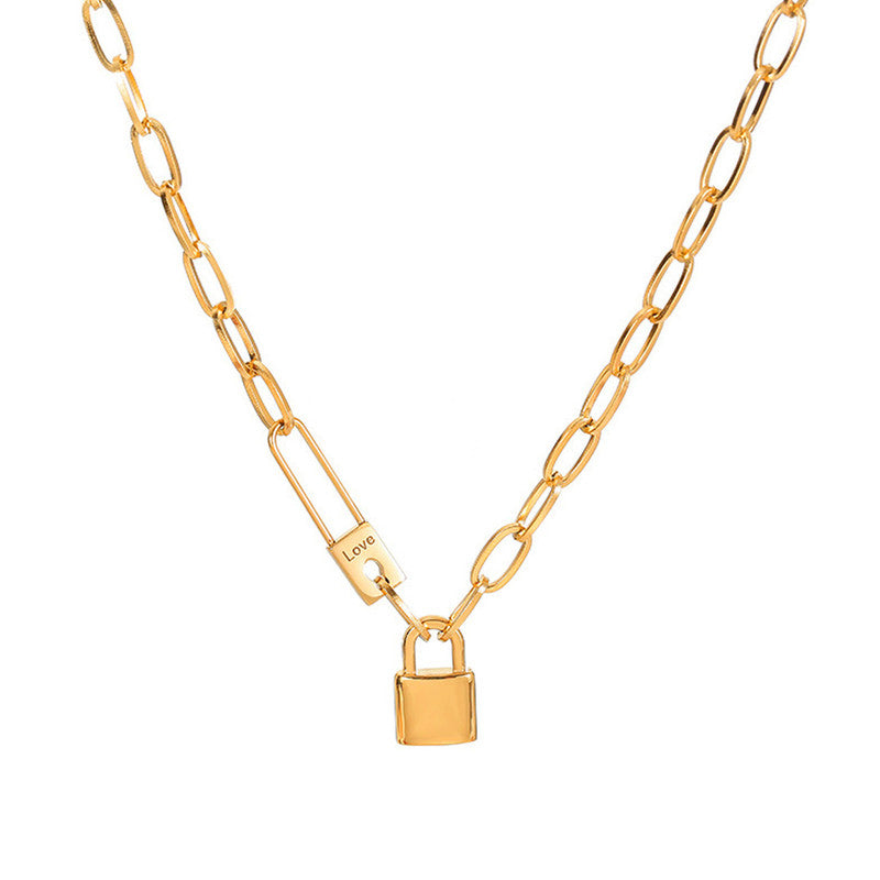 Gold-Plated Anti Tarnish Lock Inspired Rope Chain Necklace