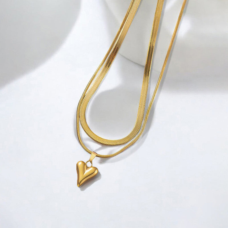 Gold-Plated Anti Tarnish Heart Themed Layered Necklace