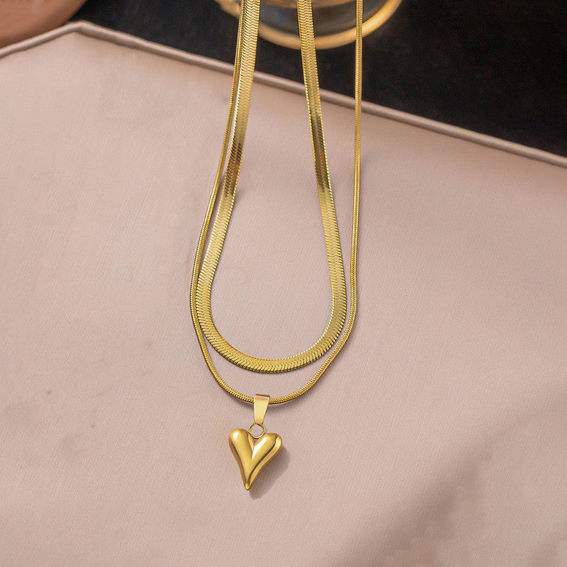 Gold-Plated Anti Tarnish Heart Themed Layered Necklace
