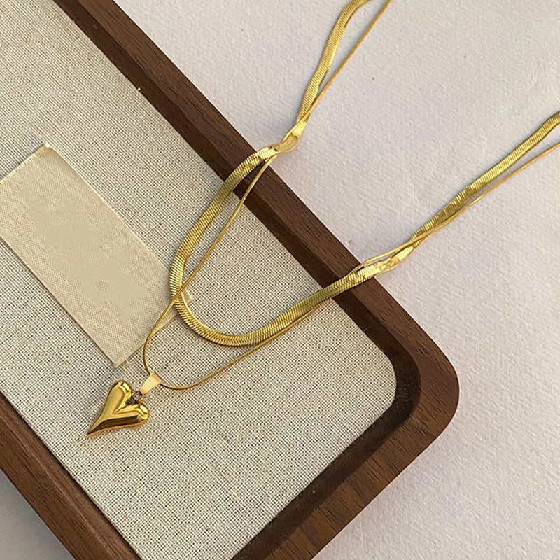 Gold-Plated Anti Tarnish Heart Themed Layered Necklace