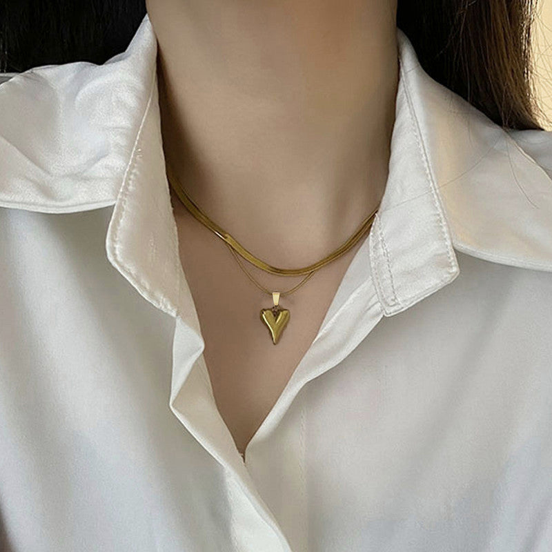 Gold-Plated Anti Tarnish Heart Themed Layered Necklace