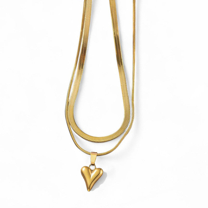 Gold-Plated Anti Tarnish Heart Themed Layered Necklace