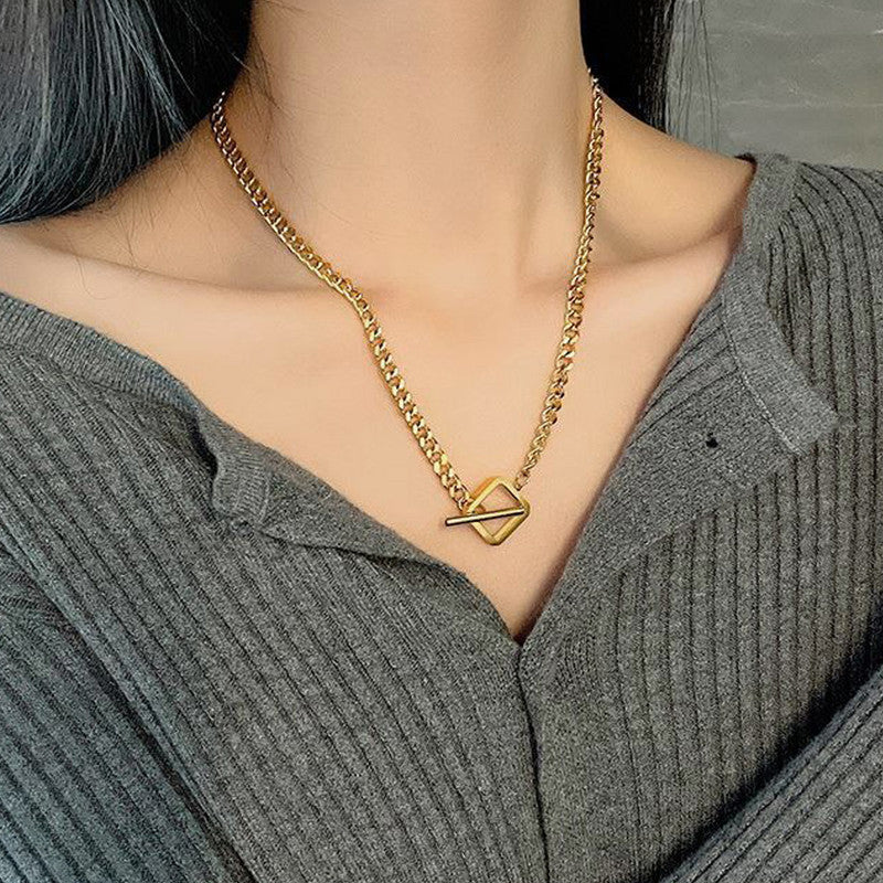 Gold Plated Stainless Steel Anti Tarnish Geometric Necklace For Women
