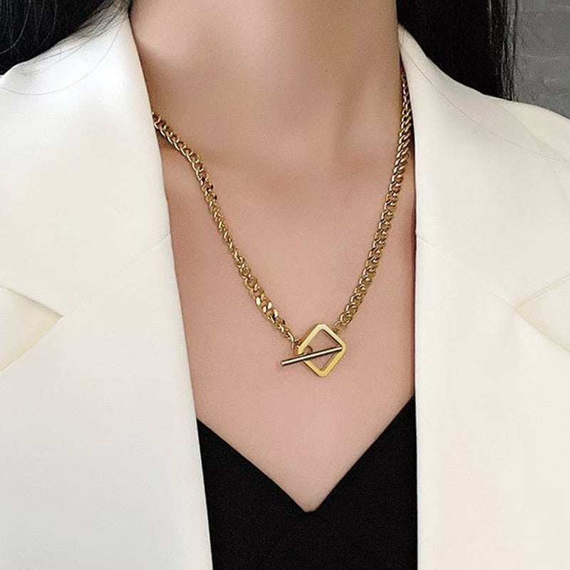 Gold Plated Stainless Steel Anti Tarnish Geometric Necklace For Women