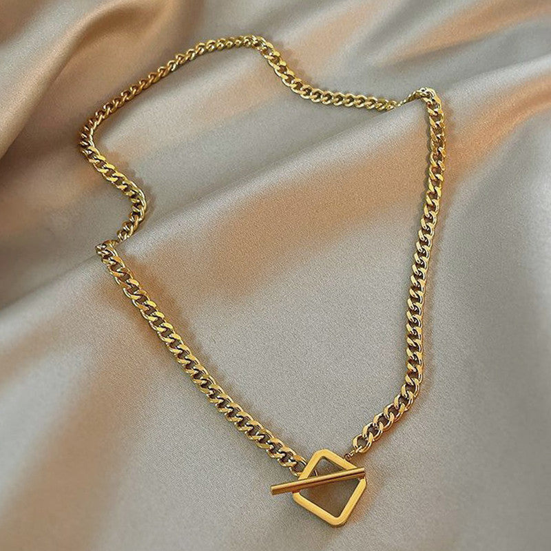 Gold Plated Stainless Steel Anti Tarnish Geometric Necklace For Women