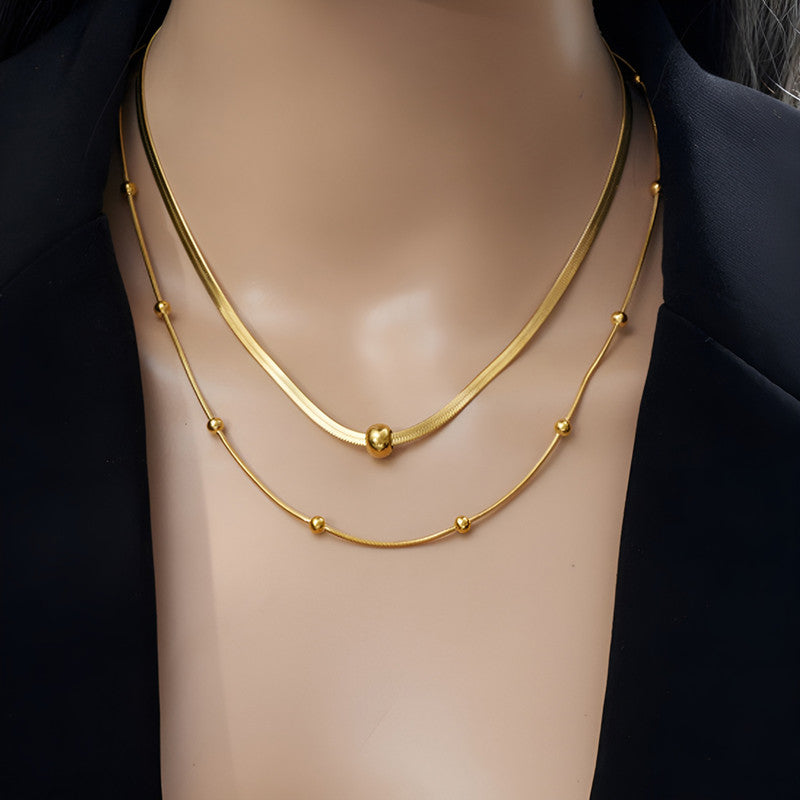 Gold Plated Stainless Steel Anti Tarnish Snake chain Geometric Necklace For Women