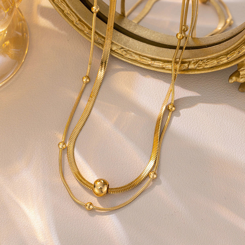 Gold Plated Stainless Steel Anti Tarnish Snake chain Geometric Necklace For Women