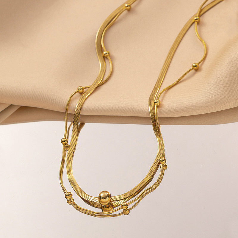 Gold Plated Stainless Steel Anti Tarnish Snake chain Geometric Necklace For Women