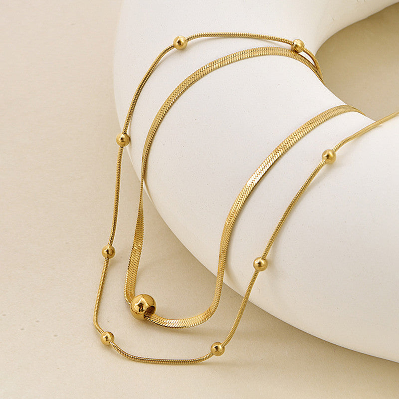 Gold Plated Stainless Steel Anti Tarnish Snake chain Geometric Necklace For Women