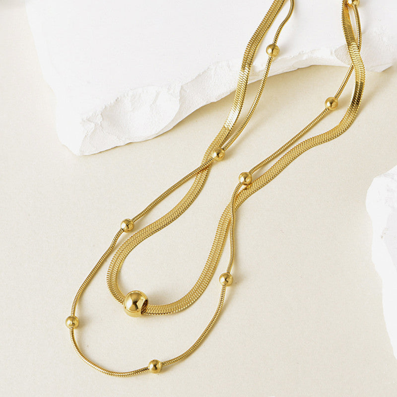 Gold Plated Stainless Steel Anti Tarnish Snake chain Geometric Necklace For Women