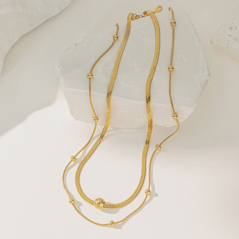 Gold Plated Stainless Steel Anti Tarnish Snake chain Geometric Necklace For Women