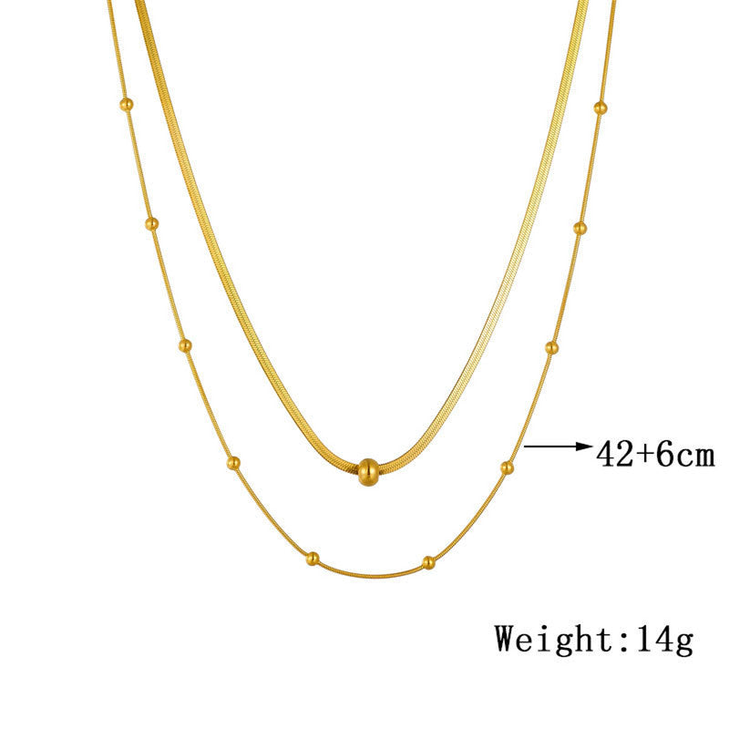 Gold Plated Stainless Steel Anti Tarnish Snake chain Geometric Necklace For Women