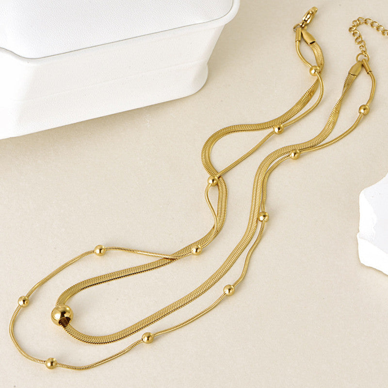 Gold Plated Stainless Steel Anti Tarnish Snake chain Geometric Necklace For Women