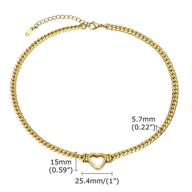Gold Plated Stainless Steel Anti Tarnish Heart Themed Necklace