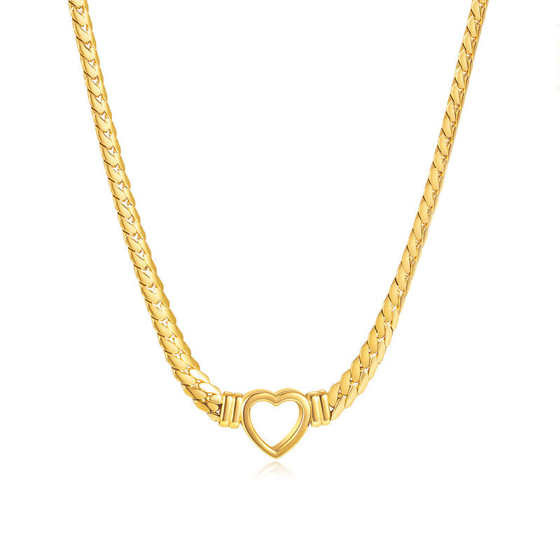 Gold Plated Stainless Steel Anti Tarnish Heart Themed Necklace