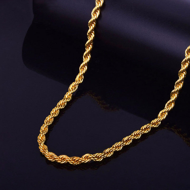 Gold Plated Stainless Steel Anti Tarnish Twisted Chain Necklace