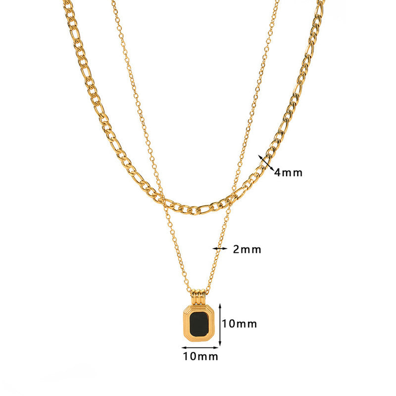 Gold Plated Stainless Steel Anti-Tarnish Geometric Dual Strand Necklace