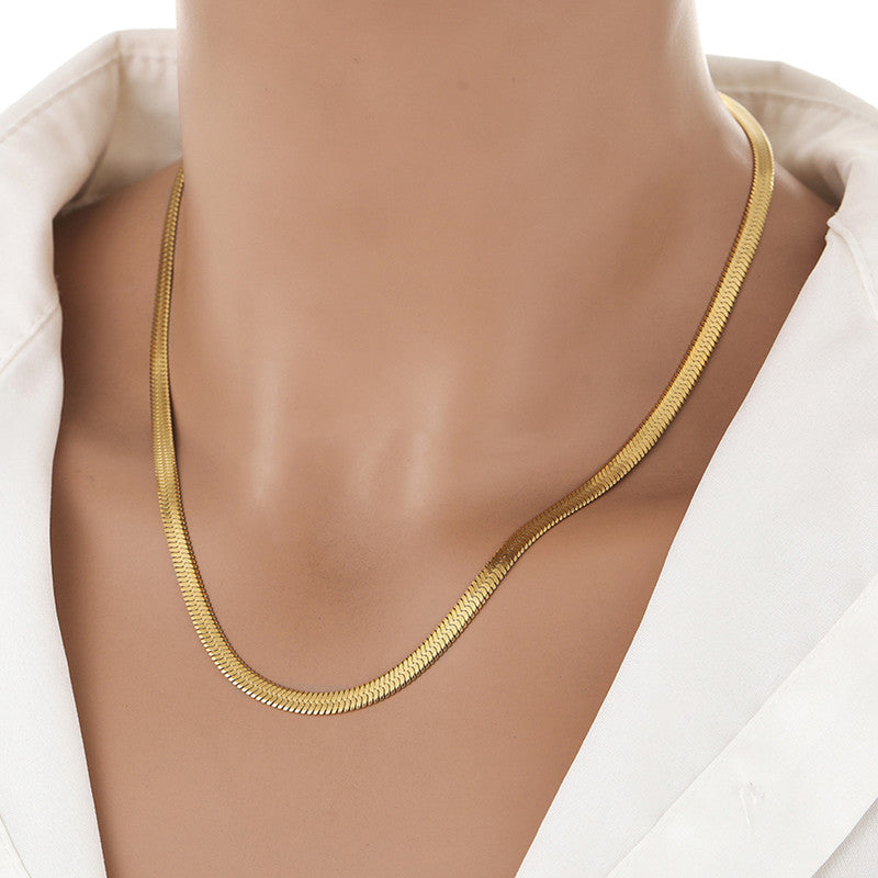 Buy Gold Plated Anti Tarnish Stainless Steel Flat Snake Chain