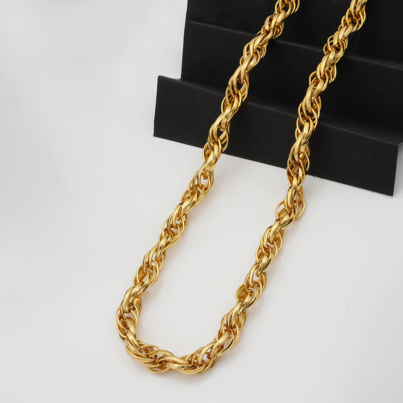 Gold Plated Anti Tarnish Stainless Steel Thick Chain Rope Style Necklace