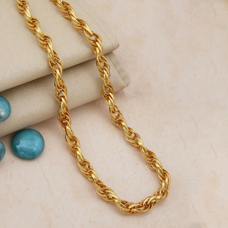 Gold Plated Anti Tarnish Stainless Steel Thick Chain Rope Style Necklace