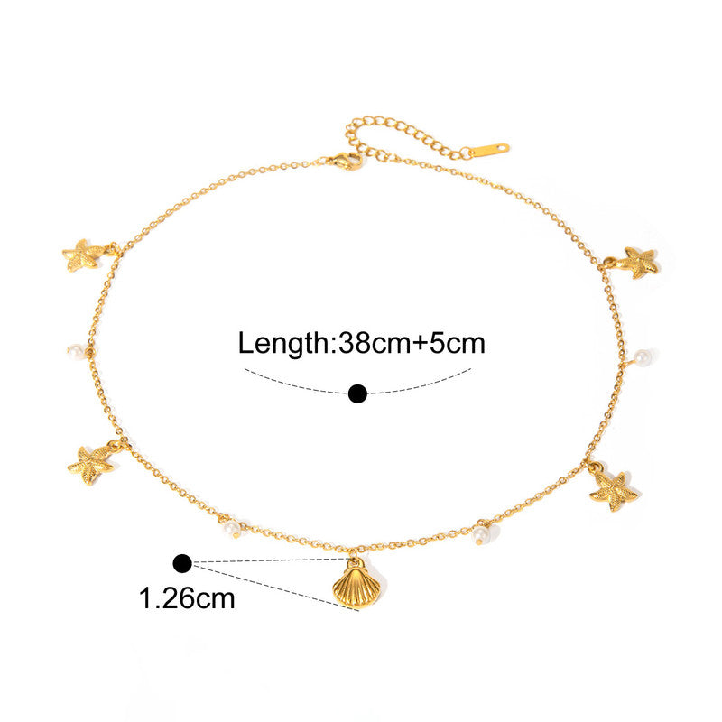 Gold Plated Anti Tarnish Stainless Steel Star Fish Themed Necklace