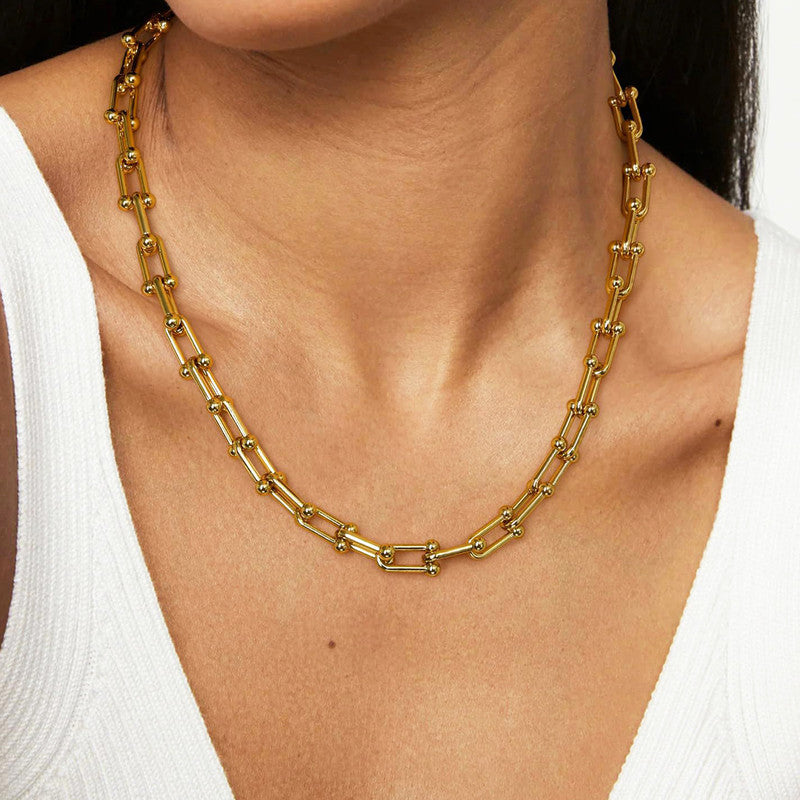 Gold Plated Anti Tarnish Stainless Steel Rope Themed Contemporary Necklace (Thin Chain)