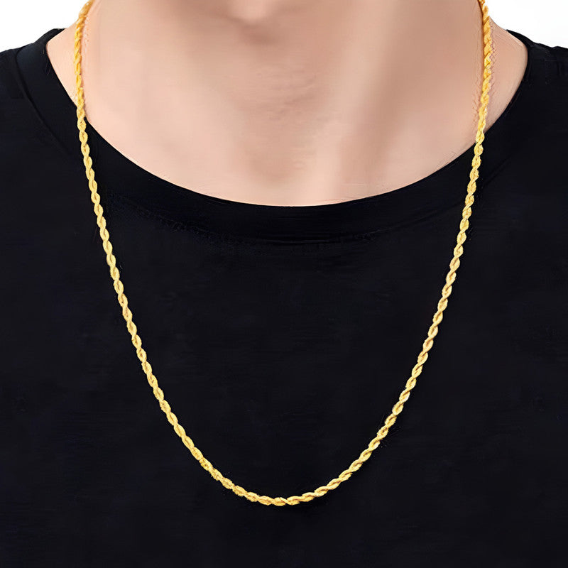 Gold Plated Anti Tarnish Rope Themed Thin Necklace Chain