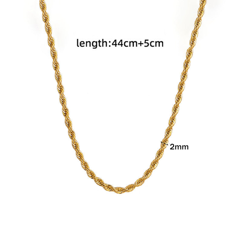 Gold Plated Anti Tarnish Rope Themed Thin Necklace Chain