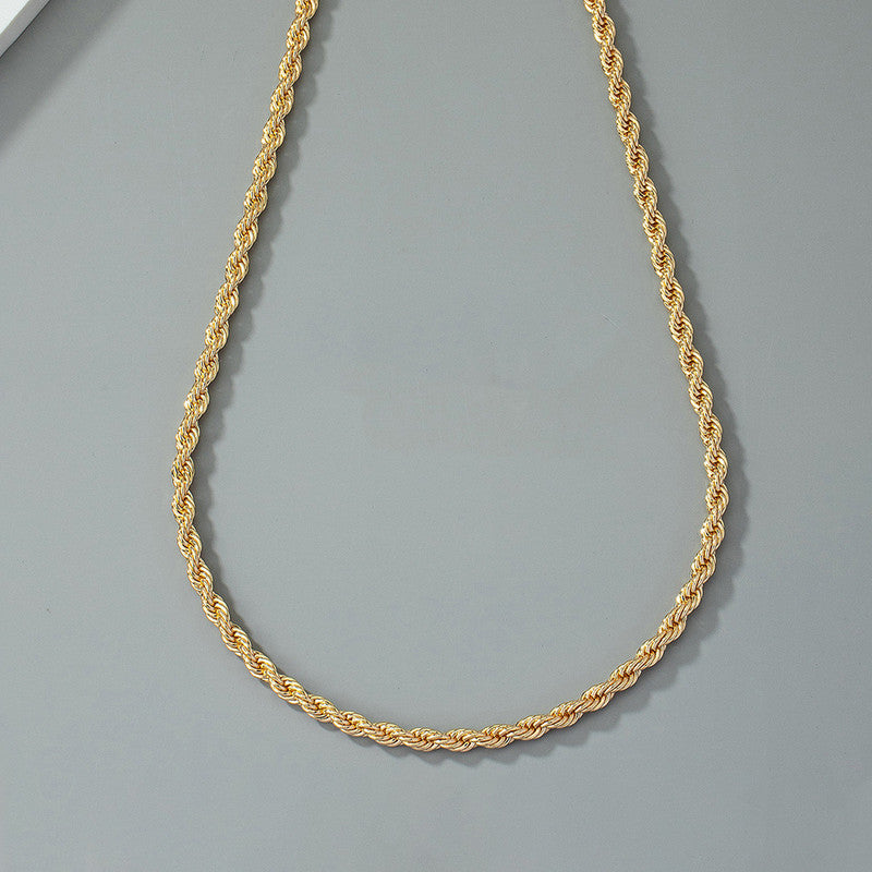 Gold Plated Anti Tarnish Rope Themed Thin Necklace Chain